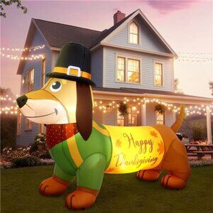 5.3 ft Thanksgiving Inflatables Decorations Fall Blow up Dachshund